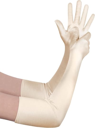Elegante Lange Satijnen Opera Handschoenen voor Dames - Zwarte Ellebooglange Handschoenen voor Bruiloften, Feestjes en Dansen in 1920s Stijl