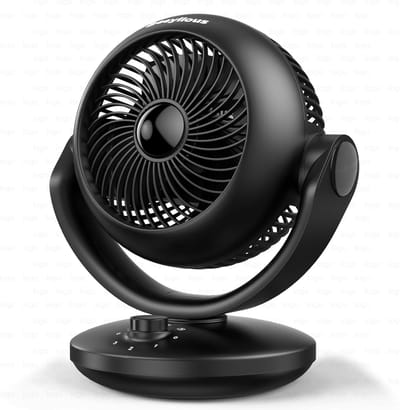 SnelShoppen - Turbine-ventilatorbladen voor tafelventilatoren, 3 snelheden, 100°+70°, verstelbare helling, fluisterstil 22 dB, ideaal voor ruimtes tot