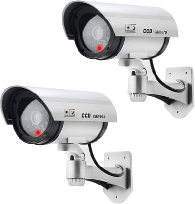 Dummy camera - Nep beveiliging - Diefstalpreventie - Knipperend ledlicht - 375 x 9 x 9 cm - Zilver