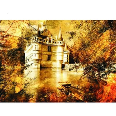 5D DIY diamant schilderij kasteel borduurwerk mozaïek kruissteek strass decor 20X30CM yellow