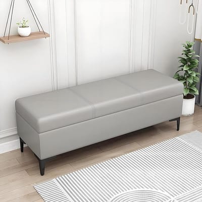 Opbergbank - Zitbank poef - Hal entree - Comfortabele demping - 80x40x42cm - Lichtgrijs
