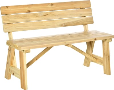 Outsunny Tuinbank Grenenhout 116L x 56B x 80H cm Natuurlijk hout