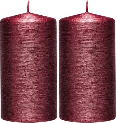 2x Rode cilinderkaarsen/stompkaarsen 7 x 13 cm 25 branduren - Geurloze kaarsenen rood - Woondecoraties