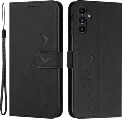 Coverup Hoesje - Geschikt voor Samsung Galaxy A15 Hoesje - Coverup Smile Book Case - Zwart