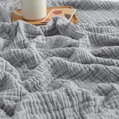 Extra Grote Katoenen Muslin Dekentje 150x200 cm - 6-Laags Lichtgewicht Zomer & Sofa Plaid