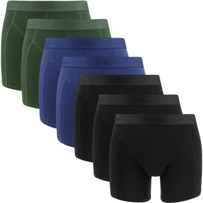 Bamboo Basics Heren Bamboe Boxershorts Rico (7-pack) - Navy, Army & Zwart Ton Sur Ton - Ondergoed Heren - Boxershort Heren Lange pijp - Maat S