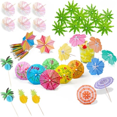 Kleurige 3D Cocktail Parapluutjes en Herbruikbare Cocktailprikkers voor Dranken en Taarten, 80 Stuks Decoratie Accessoires