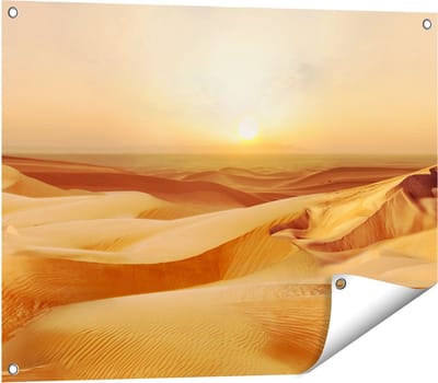 Gards Tuinposter Woestijn bij Zonsondergang in de Sahara - 80x60 cm - Tuindoek - Tuindecoratie - Wanddecoratie buiten - Tuinschilderij
