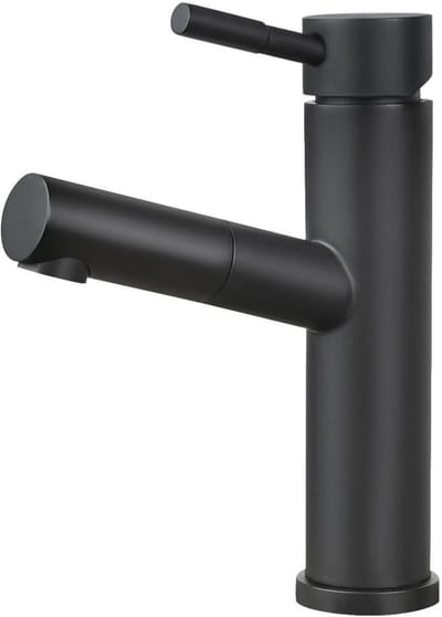 NETTLIFE Wastafelkraan - Badkamerkraan - zwart - Uittrekbare uitloop - RVS - koud en warm water - voor badkamer | keuken | tuin - H 20.5cm