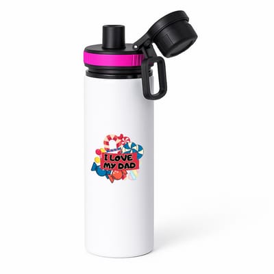 Hacebo® - Papa cadeau - waterfles met draaidop roze - met opdruk - Papa - Vader cadeau - met opdruk - Vader cadeau - Vader cadeautjes - Vaderdag cadeau - Vader cadeautjes verjaardag - liefste papa - papa - water fles - 850ML