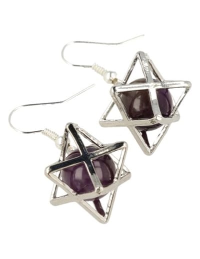Amethist oorbellen merkabah