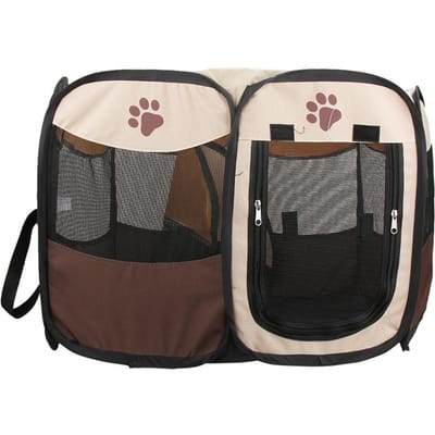 Parc pour animaux de compagnie, pliable, Portable, étanche, en plein Air, Oxford, maille à Air, tente pour stylo d'exercice marron