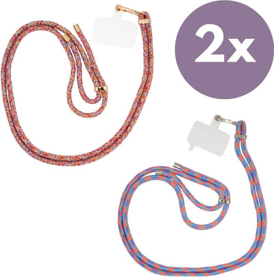 xoxo Wildhearts bundel 2x telefoonkoord - Rainbow met Goud & Candy met Zilver - Easy Cord - Telefoonbandjes - Ketting voor telefoon universeel - Koord geschikt voor iPhone - Phone Cord Samsung - 2x Easy Cord
