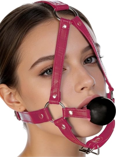 Gag Bal - Roze Harnas - Verstelbaar - PU Leer