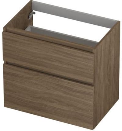 INK - Onderkast 2 Laden Greeploos Hout Decor met Houten Keerlijst A-symmetrisch - 700x450x650 Mm - Zuiver Eiken