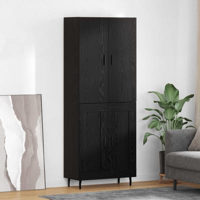 vidaXL - Highboard - 2 - st - Zwart - eiken - 69,5 - x - 34 - x - 180 - cm - Bewerkt - hout