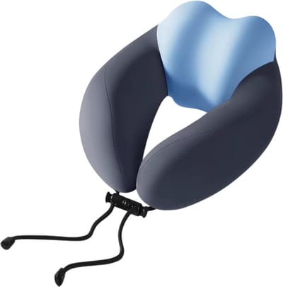 U-vormig Memory Foam Nekkussen voor Reizen & Vliegtuig – Ergonomisch Reiskussen met Draagbaar Ontwerp en Wasbare Hoes - Blauw