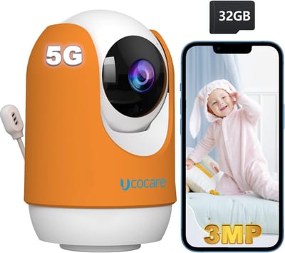 Babyfoon Camera - Video Monitor - Babykamer Bewaken - 360 Graden Draaiend - 14 x 12 x 8 cm - Geel