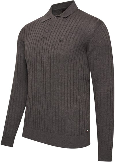 Cappuccino Italia - Heren Trui Massa Knit Polo - Grijs - Maat XXL