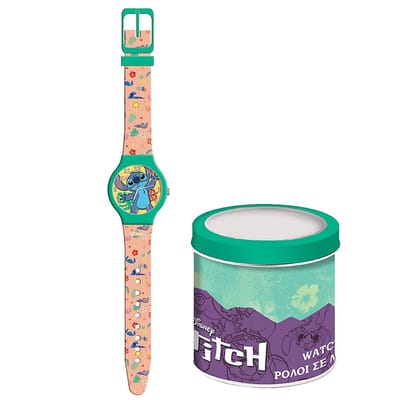 Disney Stitch Kinderhorloge – Analoge Horloge met Silicone Band – In Luxe Blikverpakking – Cadeau voor Kids