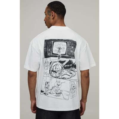 Oversized T-shirt Met Buzz Striplicentie Print | White | Size XL