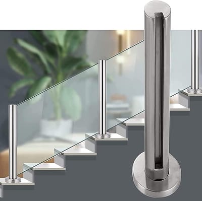 Balustrade Paal - Glazen Leuning - Trap Beveiligen - Roestvrij Staal 304 - 60-130 cm - Zilver