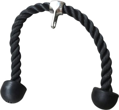 DW4Trading Triceps Touw met Kabelbevestiging en Draaipunt - Tricep Rope Dubbel - Fitness Krachttraining - Zwart