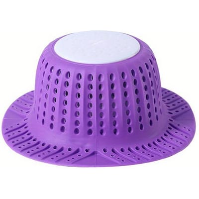 Nouveau récupérateur de cheveux pour drain de baignoire, protecteur de drain pliable pour drains escamotables et réguliers de douche, baignoire, lavabo de salle de bain violet