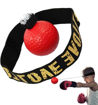 Boksbal op Hoofdband - Reflex Bal Set - Verbeteren Coördinatie - Zacht PU Materiaal - 8 cm Breedte - Rood