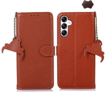 Lederen BoekCover Etui Hoes geschikt voor Samsung Galaxy A37 - A36 - A56 - Bruin - V2