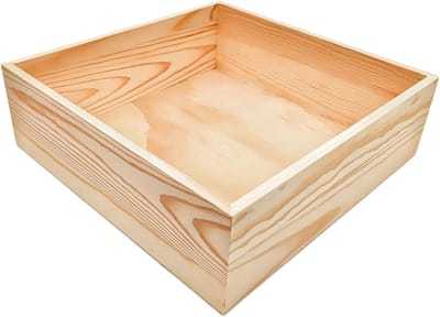 Houten Opbergdozen - Houten Kisten Organizer - Ambachtelijke Opslag - Onbewerkt Hout - 25 x 25 x 8 cm - Lichtbruin