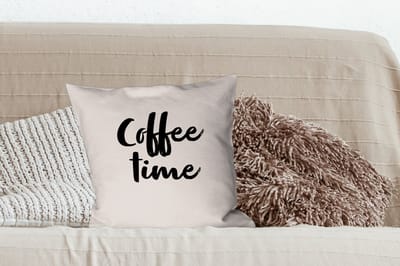 Sierkussens - Kussentjes Woonkamer - 45x45 cm - Quotes - Spreuken - Koffie - Coffee time