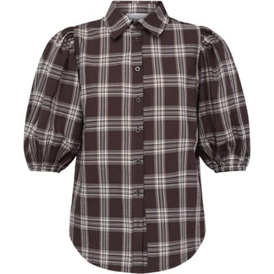SISTERS POINT ELLA-SH90- Dames top - Brown check - Maat XS