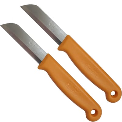 Solingen Schilmesje – RVS Glad – 16 cm met Blade Cover – Oranje – 2 stuks
