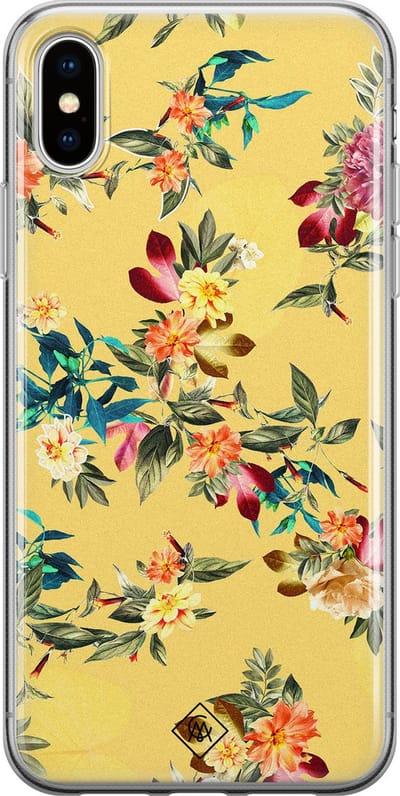 Casimoda® hoesje - Geschikt voor iPhone Xs Max - Floral Days - Siliconen/TPU telefoonhoesje - Backcover - Bloemen - Geel