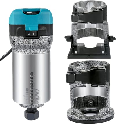Elektrische Hand Trimmer, 710W Elektrische Trimmer-Router, Laminaat Router Trimmer met Drie Freesspantangen, Bovenfrees en Trimmer met Vaste Induiken Kantelen 3 Basissen, Aluminium Handsnijder