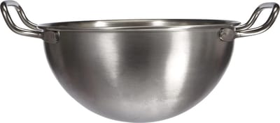 Halfronde platte kom - 22 cm - roestvrij staal 18/10 - zilver zwarte kleur