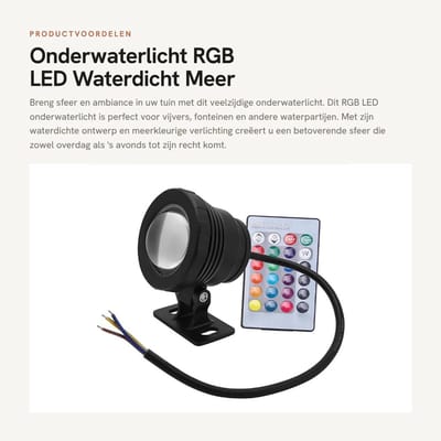Dailygoods - Onderwaterlicht - RGB LED - Waterdicht - Meer kleuren - Tuin spotlight - Geschikt voor buiten - Landscape Fountain