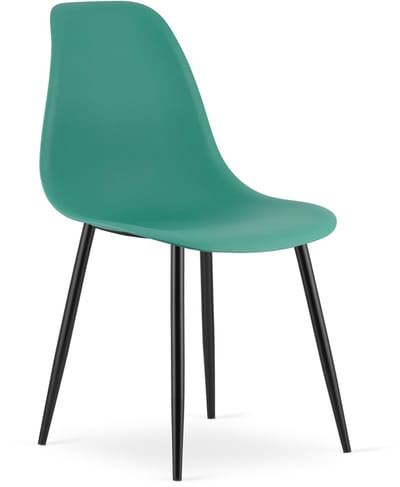 Stoel WAT – Groen, Zwarte Metalen Poten, Kunststof Zitting – Modern en Ergonomisch – Geschikt voor Eetkamer, Woonkamer, Keuken, Thuiswerkplek, Kantine en Wachtruimte – Eenvoudige Montage