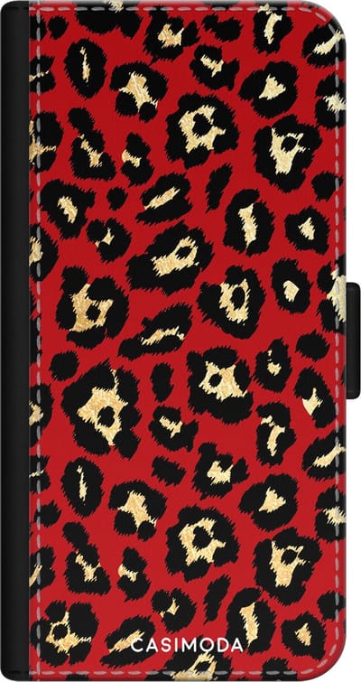 Casimoda® bookcase - Geschikt voor iPhone 11 - Hoesje met pasjeshouder - Luipaard Rood - Rood - Kunstleer