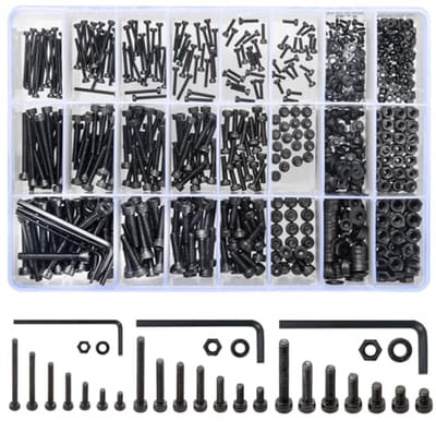 Schroeven en Moeren Set - 1260 Stuks Binnenzeskant Assortiment met Cilinderschroeven, Zeskantschroeven en Sluitringen - Diverse Maten M2, M3, M4