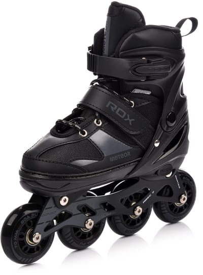 Meteor Rollen S 30-33 Rox - Zwart - verstelbare, ABEC-7 carbon lagers, aluminium schaats en PU-wielen