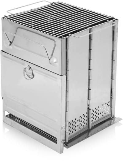 Dailygoods- Houtskoolgrill - Roestvrij Staal - Opvouwbaar - Draagbaar - Compact - 14 x 14 x 20,5 cm - Barbecue