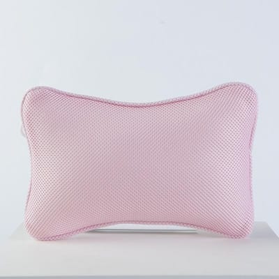 Oreiller en forme d'os en maille 3D pour salle de bain, appui-tête de douche, oreiller de baignoire SPA, oreiller de massage de la tête et du cou, oreiller de salle de bain rose