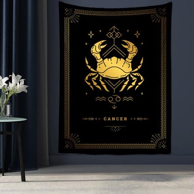 Zwart-Wit Constellatie Tarot Wandkleed Sciencefiction Psychedelisch Magisch Bohemien Hippie Woondecoratie 95x70cm black