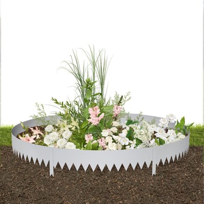 ACXIN Gazonrand - Metalen Bloembed Rand - Gegalvaniseerd en Roestbestendig - Flexibele Tuinrand voor Bloembed en Tuinpad - Zilver - 20x100 cm - 5 Stuks