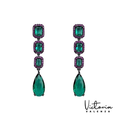 Victoria Valenza Saint-Tropez Luxe Oorbellen Dames Messing Oorringen Meerkleurige Steen Oorbellen - Goud kleurig - 1 Paar