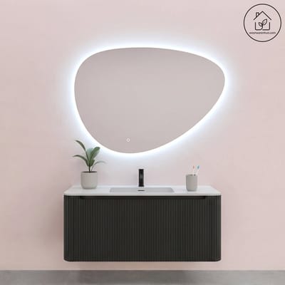 Badkamermeubelset Wiesbaden Sulora 120cm mat zwart inclusief spiegel Uovo
