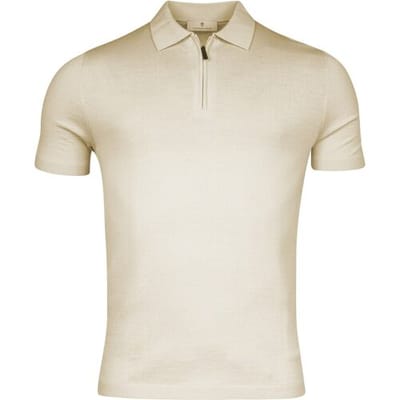 Thomas Maine Pullover Polo Fine Merino Single Knit Half Zip Kitt / male