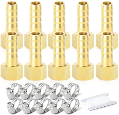 Dailygoods- Knelkoppelingen 10 Stuks - 3/8" BSP x 10 mm - Messing - Slangmondstukken - Slangklemmen - Corrosiebestendig - Slangfitting